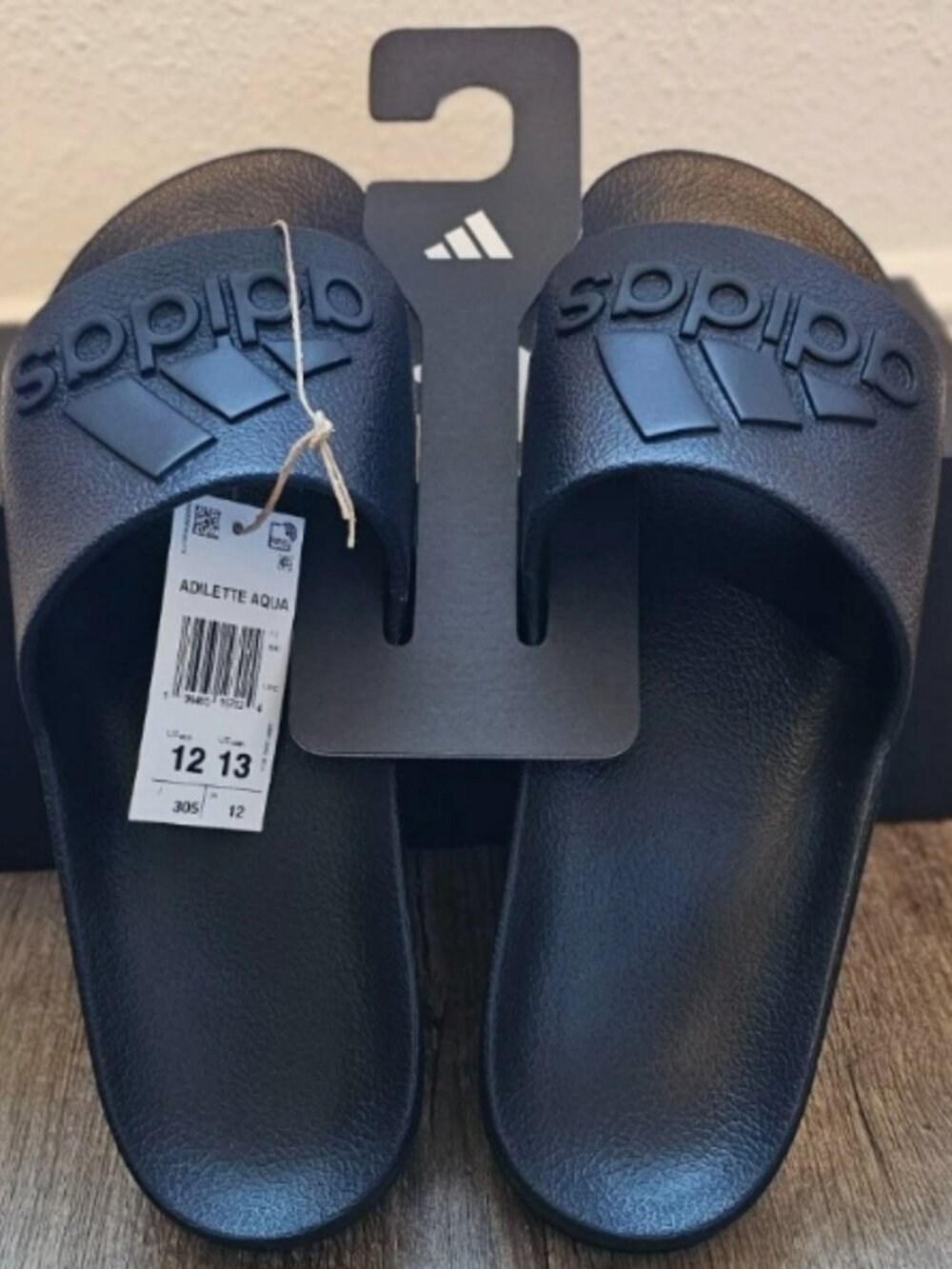 Adidas Adilette Aqua Slides All Black Men Size 12 Sandals EG1758 New With Box